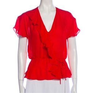 Parker Red Ruffle Blouse